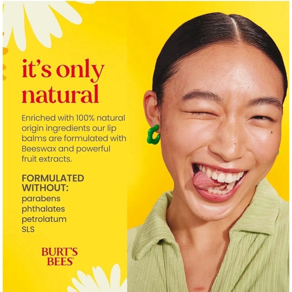 Burt's Bees 100% Natural Lip Balm, Wild Cherry and Vanilla Bean Blister pk of 5 - Picture 7 of 8